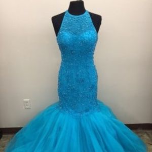 Sherri Hill Turquoise Mermaid Pageant/Prom Dress